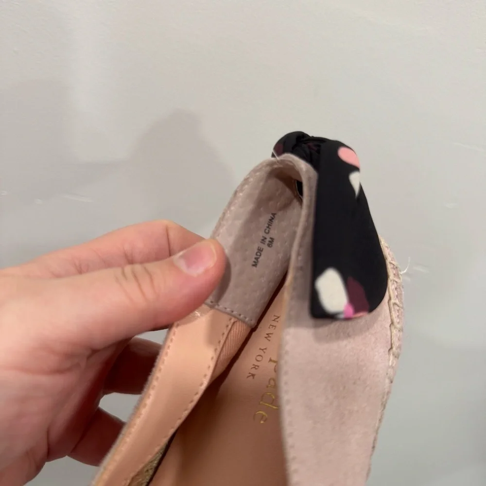 Kate Spade Grayson Espadrille Flats Pink Suede Tie-Back Size 6